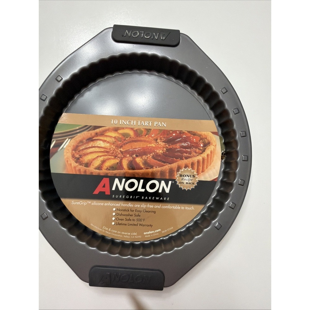 Anolon SureGrip 10" Tart Pan Nonstick Bakeware Fluted Quiche Pie Pan New    5213